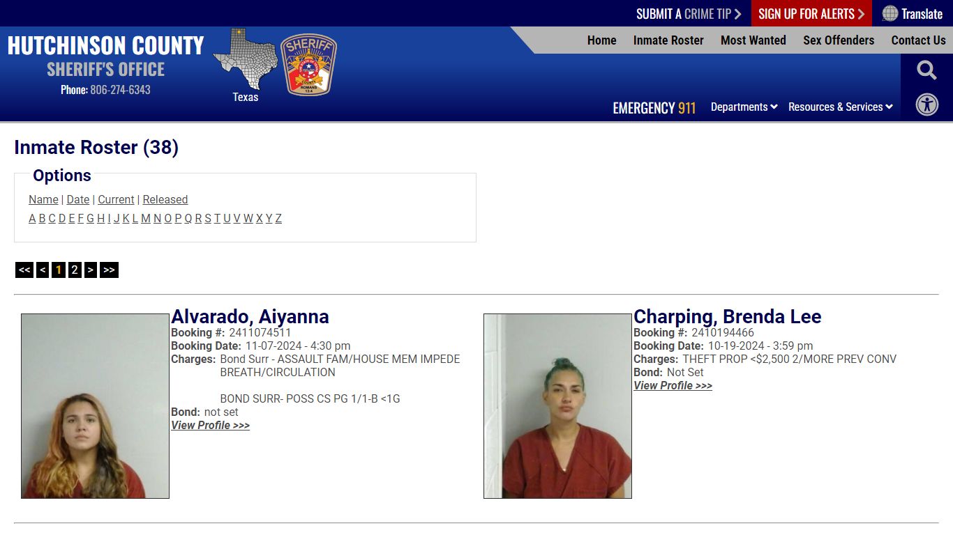 Inmate Roster - Current Inmates - Hutchinson County Sheriff TX