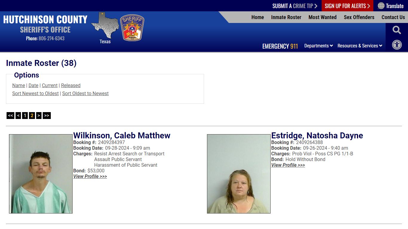 Inmate Roster - Page 2 Current Inmates Booking Date Descending ...